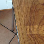 Leather in formica imitation wood and chrome feet / vintage 60s-70s