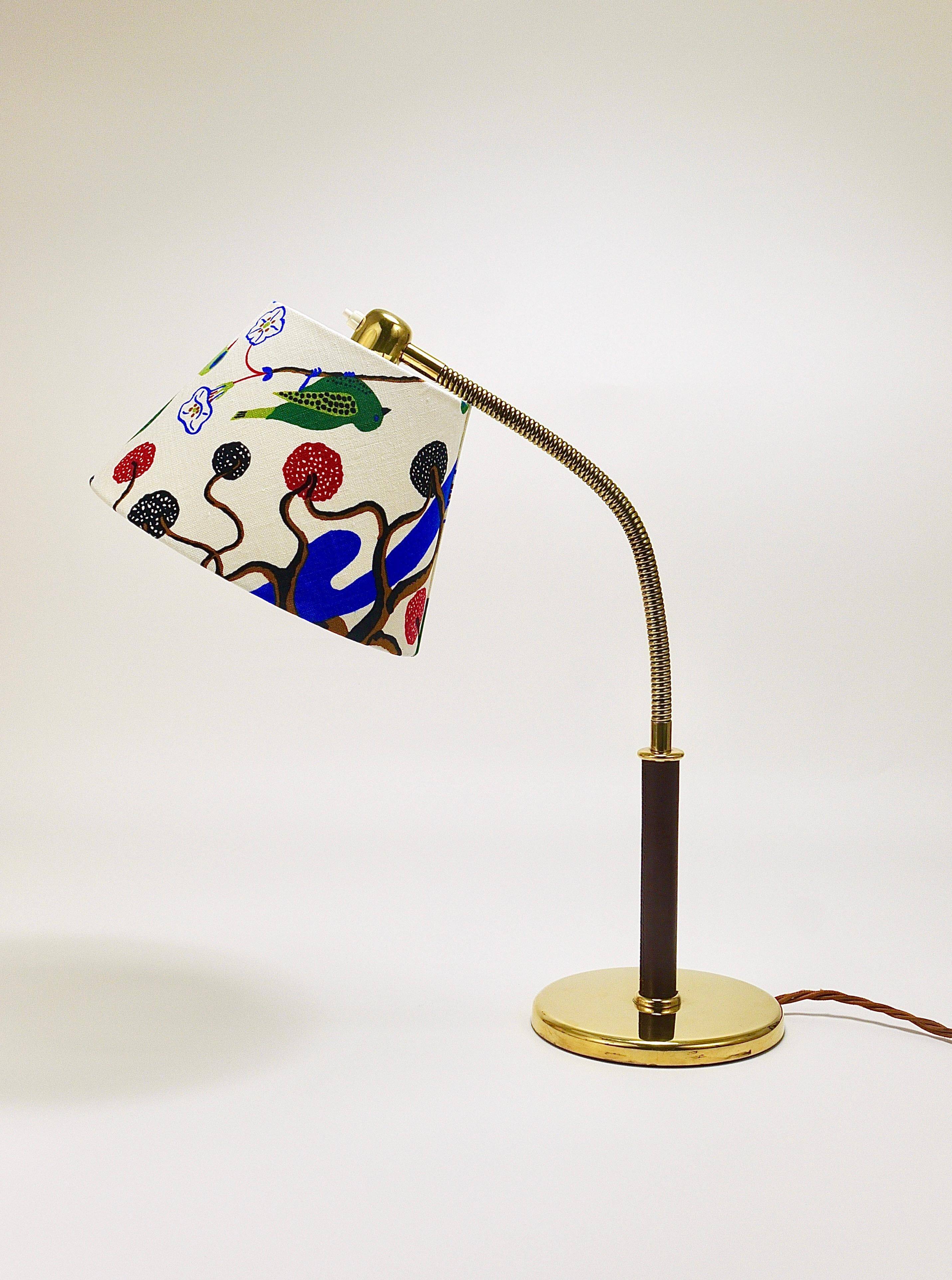 Table Lamp Josef Frank J.T. Kalmar Table Everywhere, Brass & Leather, Austria, 1930