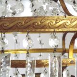 1900s Brass and Crystal Cascade Chandelier
