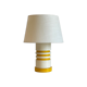 Lampe vintage en bois laqué jaune et blanc