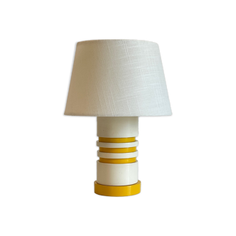 Vintage lamp in lacquered wood yellow and white
