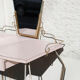 Coiffeuse en formica rose avec fauteuil capitonné 1960