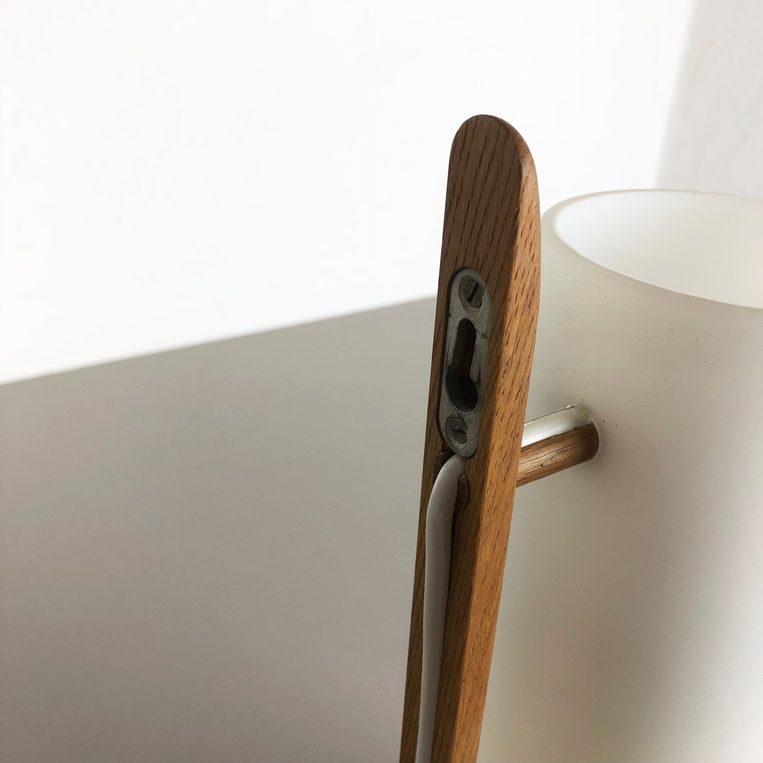 Teak and Glass Wall Sconces Light by Uno & Östen Kristiansson for Luxus, Sweden