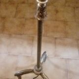 Lampadaire 3 pieds cuivre et abat-jour ancien