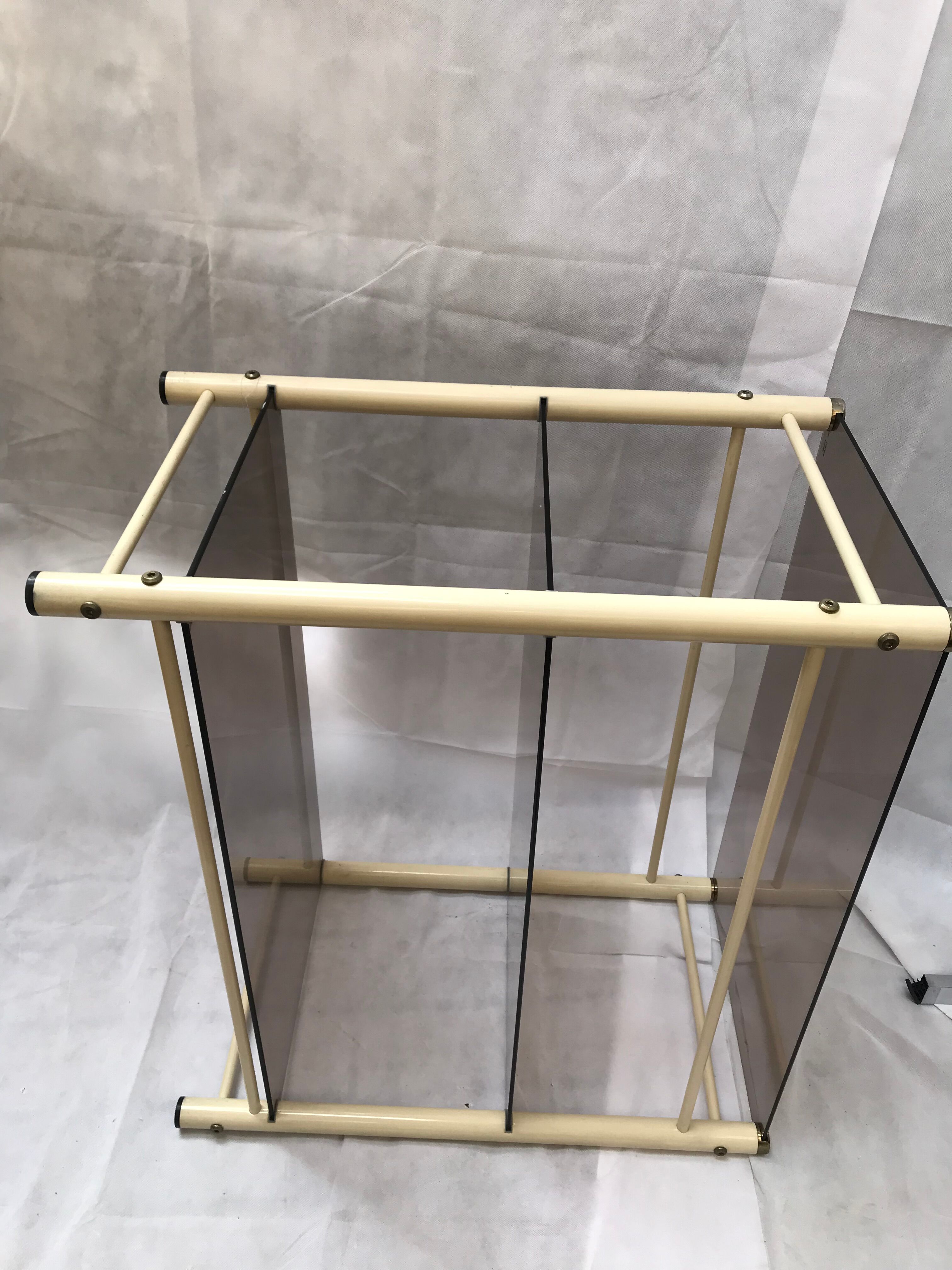 Beige metal console and smoked tempered glass Yves Boutboul
