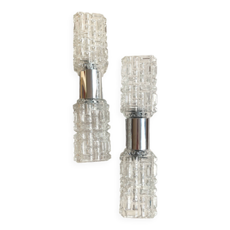 70s Faceted Crystal Pair of Sconces by Targetti Sankey