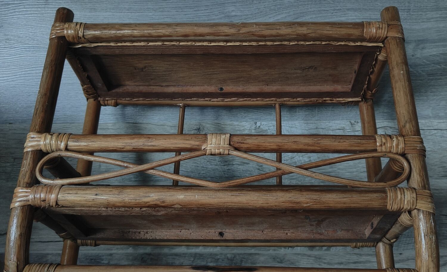 Vintage rattan shelf