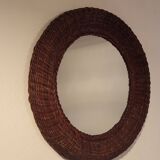 Round woven rattan mirror, 1970
