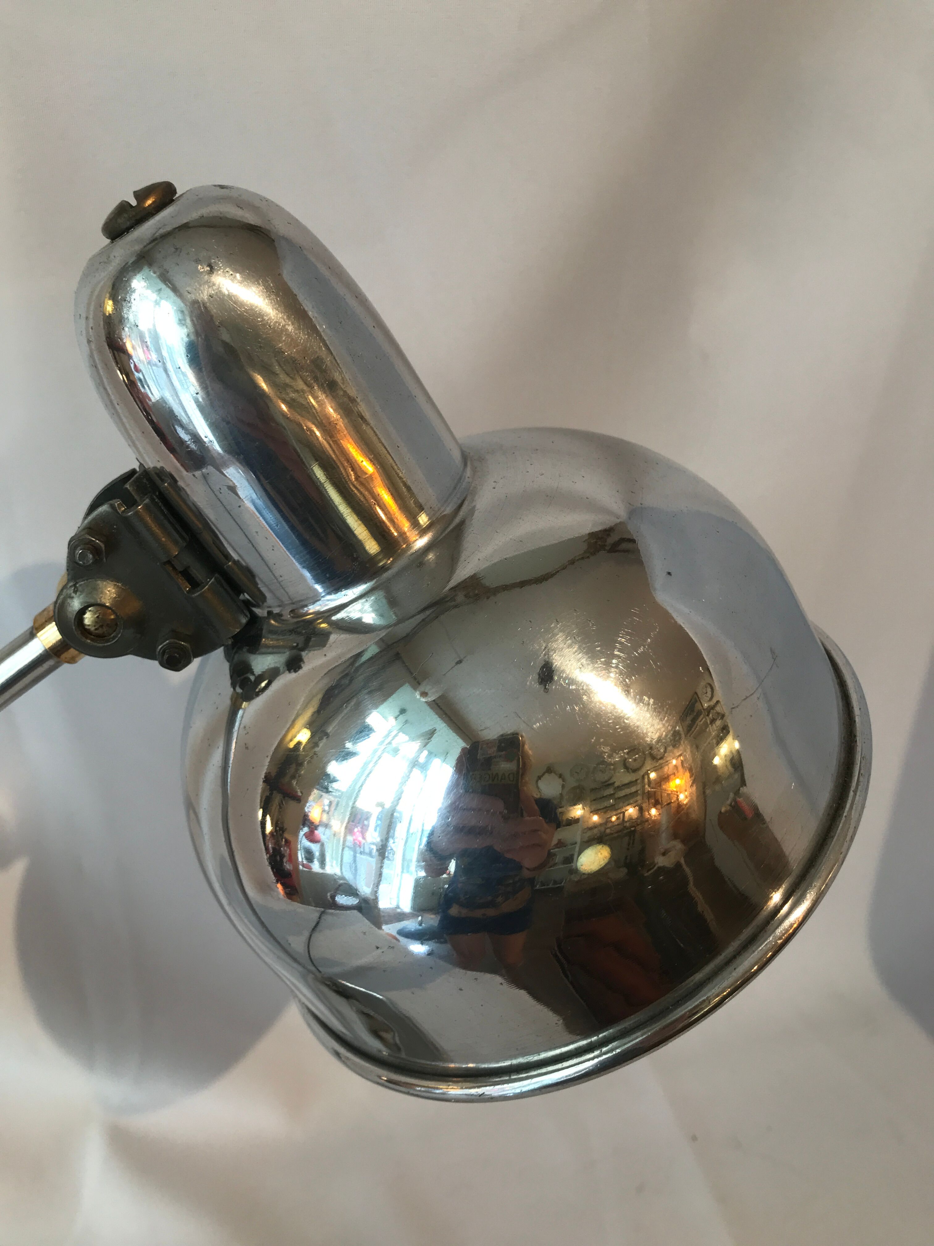 Industrial desk lamp 1950 in polished metal Bauhaus type