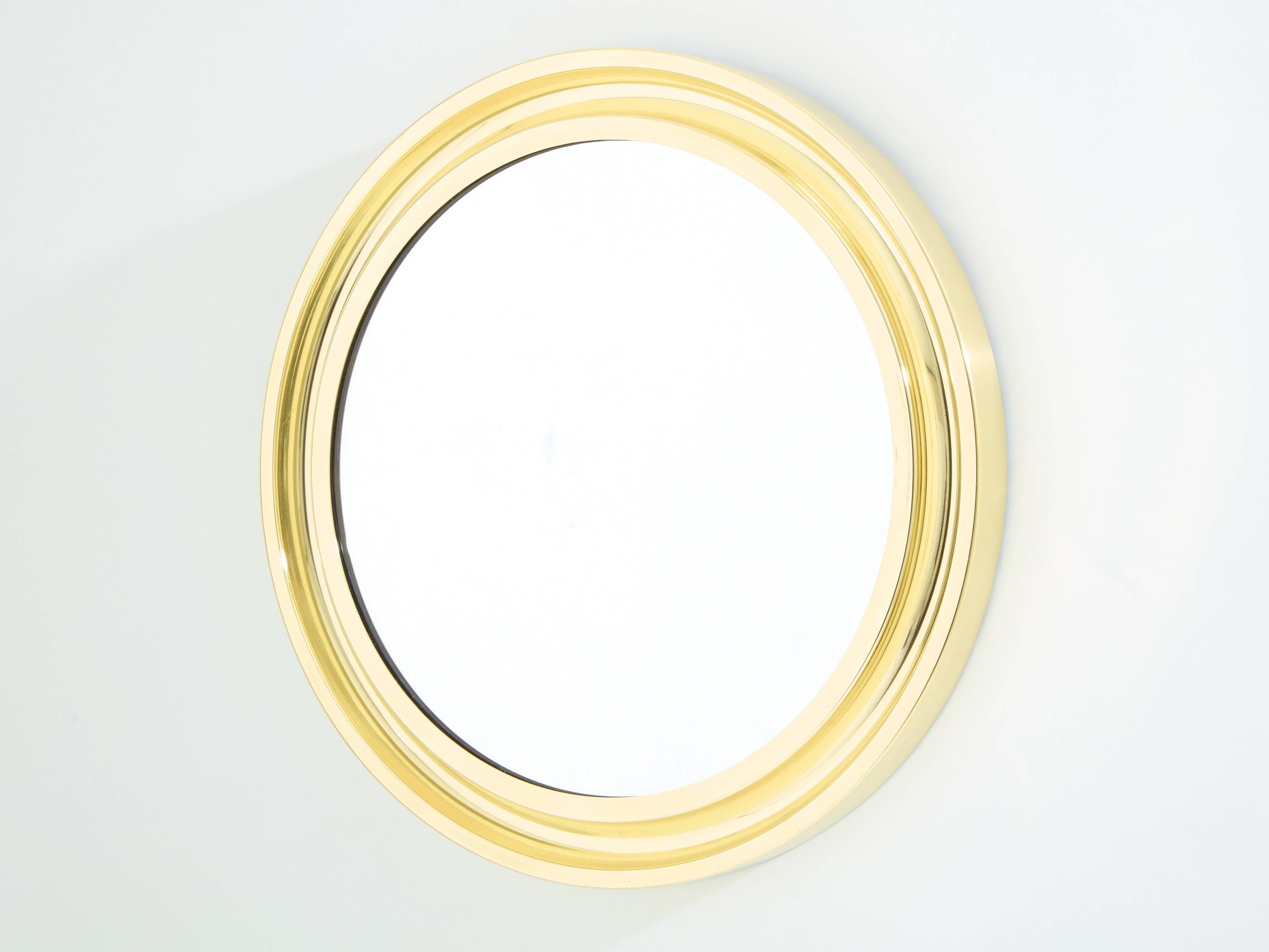 Round brass mirror by Sergio Mazza for Artemide 1960s