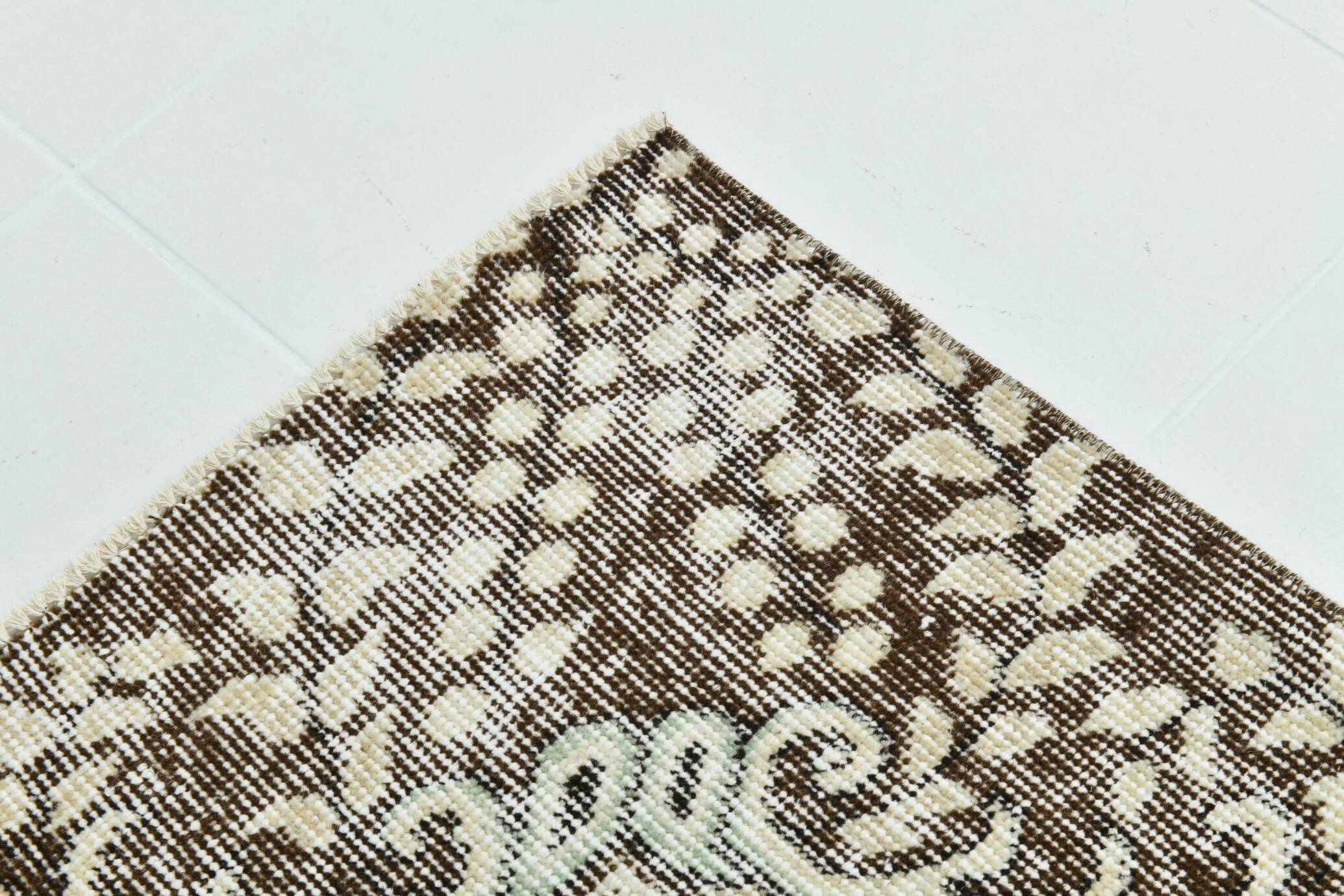 6x9 Light Green & Beige Turkish Vintage Rug, 173x267Cm