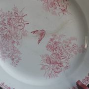 Flat round dish in pink iron earth Earthenware from Onnaing