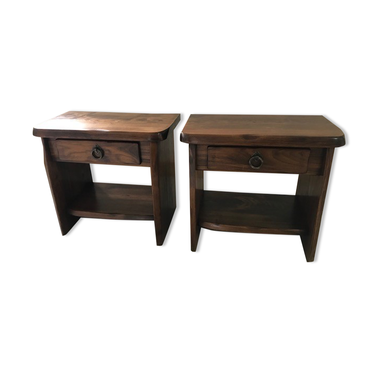 Pair of elm bedside tables