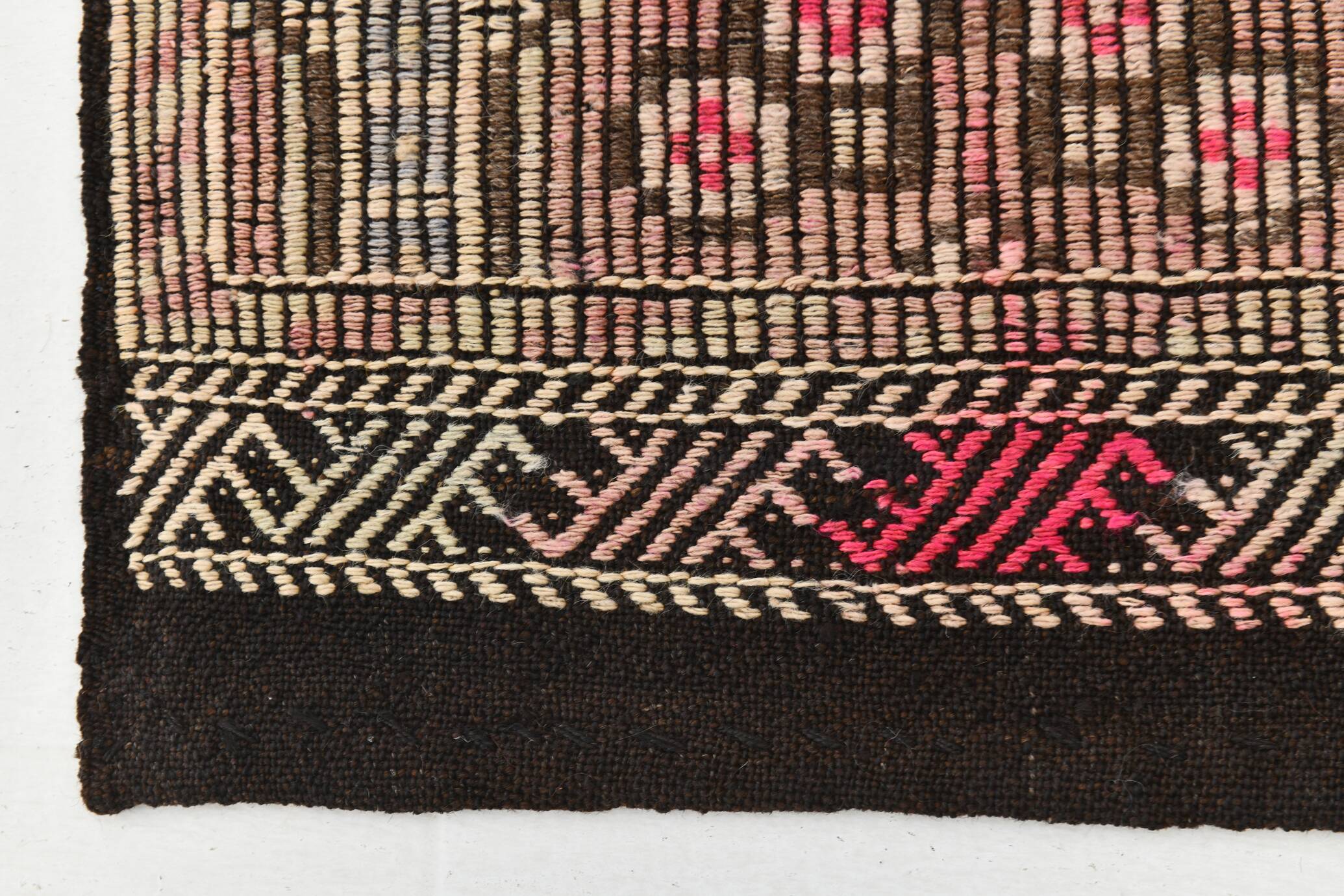 Blue Cream Persian Kilim Runner Rug, 95x313Cm