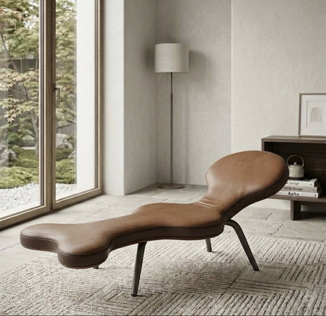 Fauteuil design modulable en cuir camel – Pièce d'exception