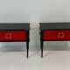 Pair of Italian Art Deco Nightstands in Red Parchment and Black Lacquer, 19
