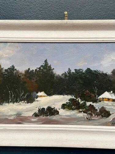 Original Swedish Oil on Panel “Winter Landscape” Vintage & Framed