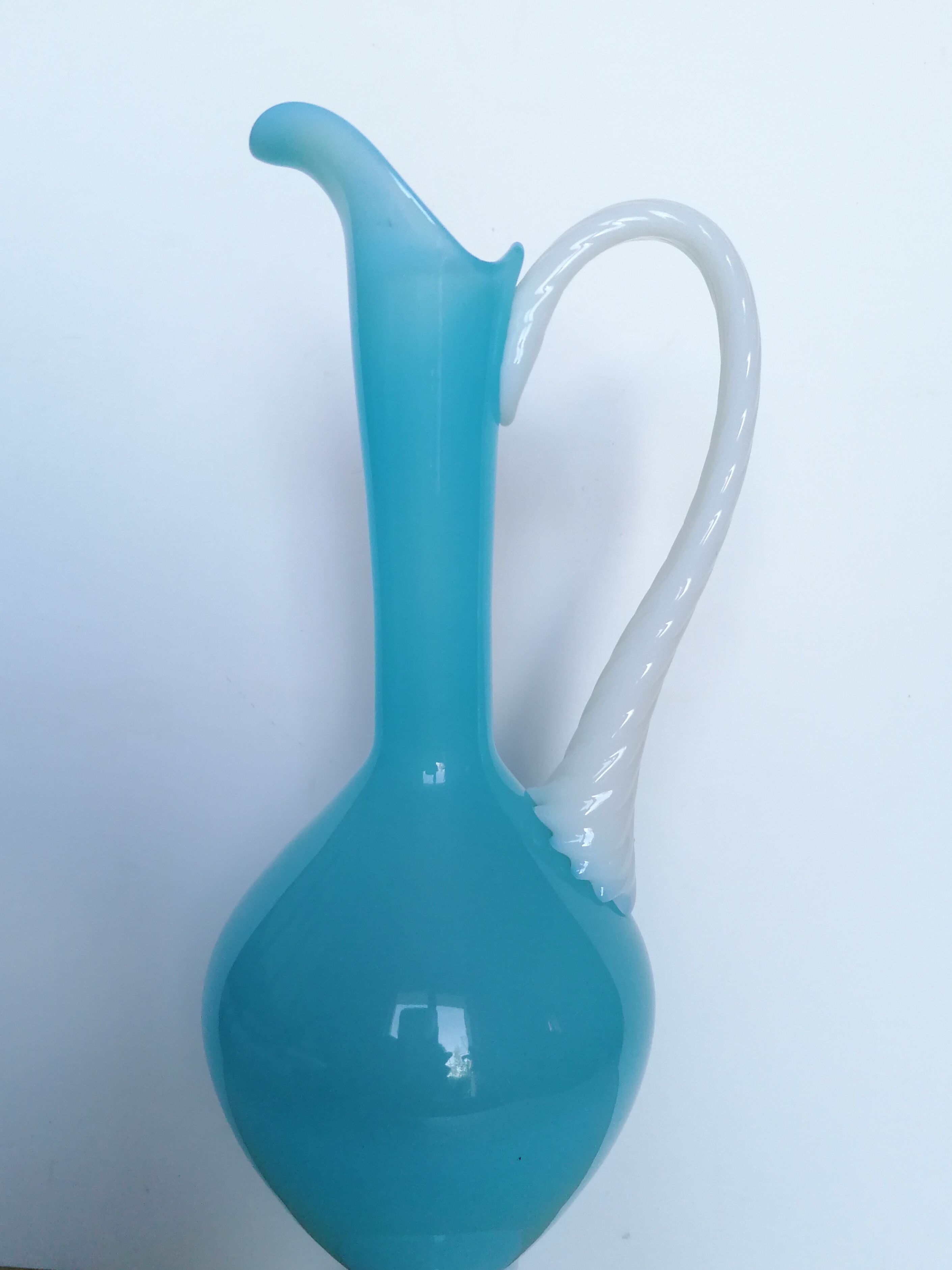 Blue opaline ewer or vase