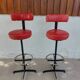 pair of high stools, leather, vintage, industrial