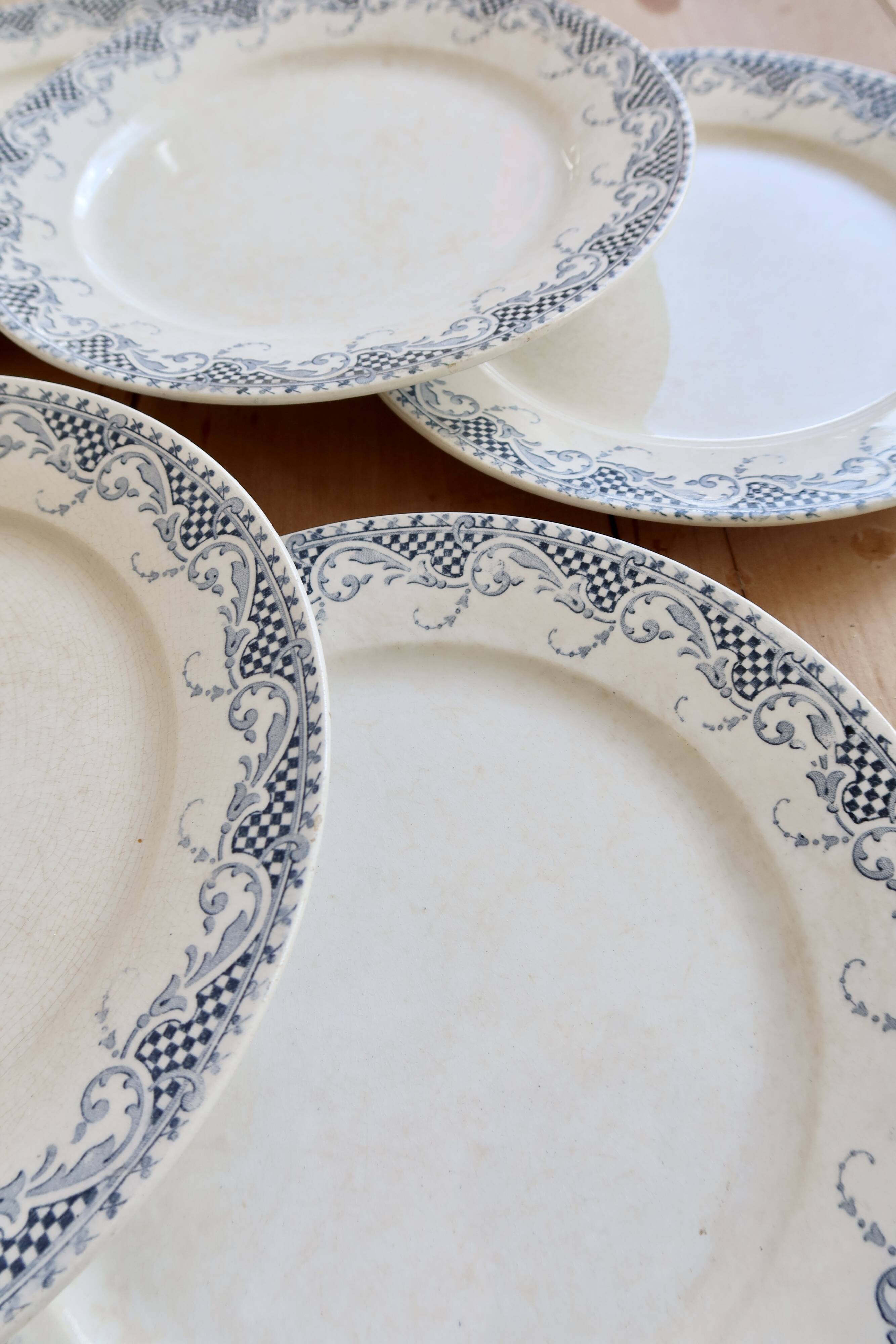 6 flat plates made of ironstone Sarreguemines U&C model Luchon