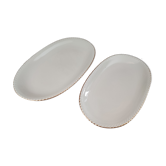 Lot de 2 plats ovales gigognes en porcelaine Bavaria beige liseré doré modèle Jutta
