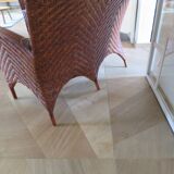 Two-seater banquette in woven rattan, wood and bamboo, 1980s.