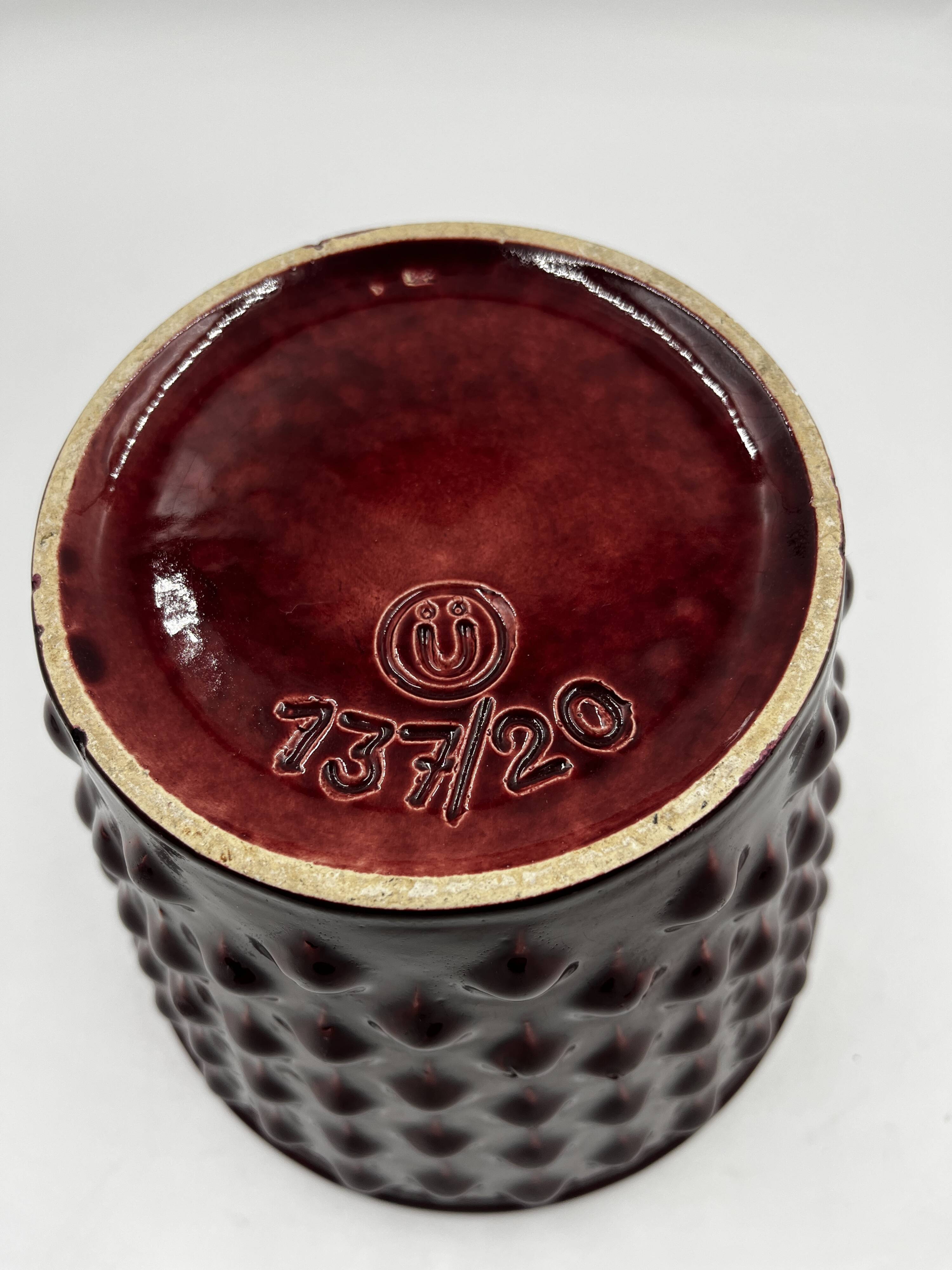 Burgundy ceramic planter
