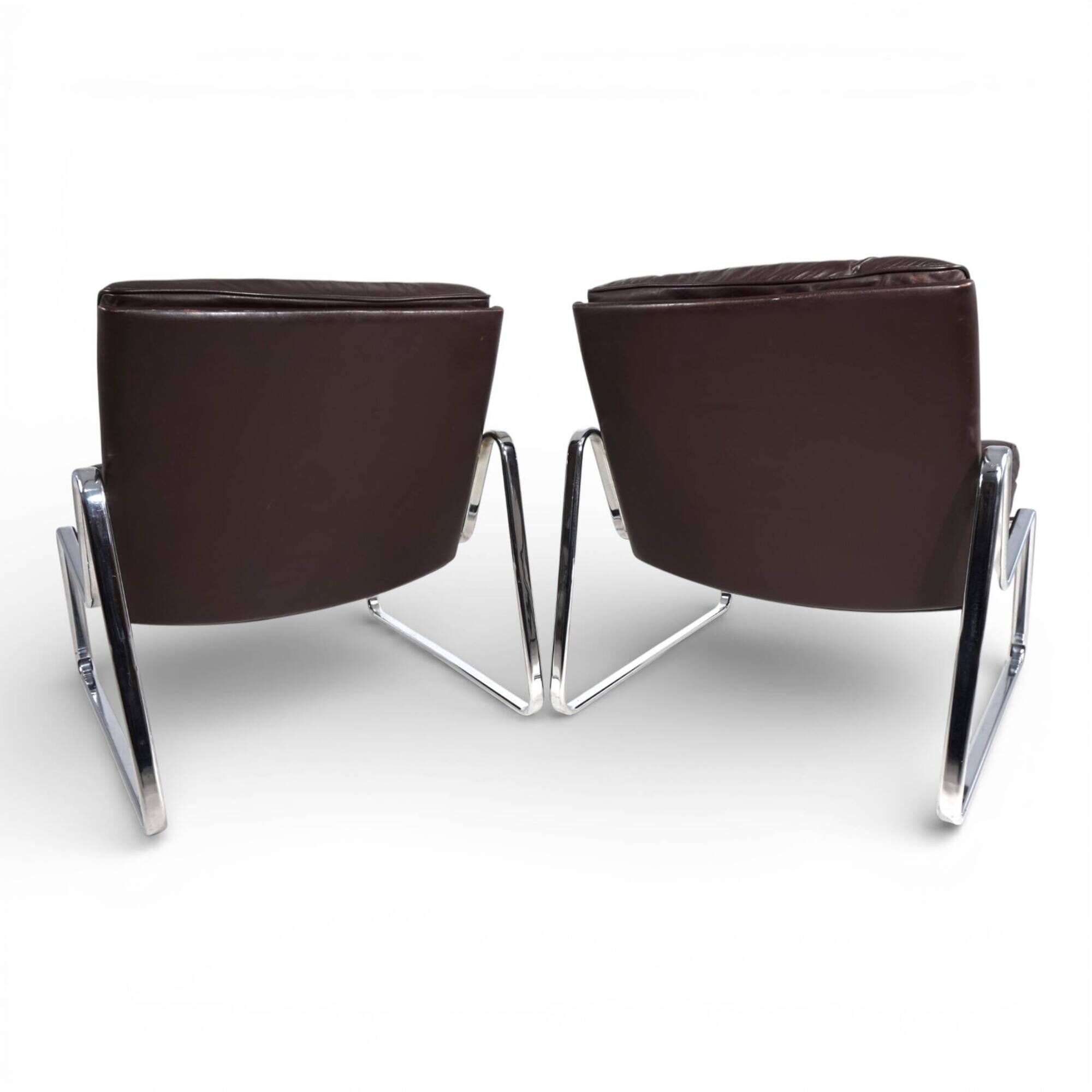 Set of 2 Drabert lounge chairs in brown leather by Gerd Lange, 1970
