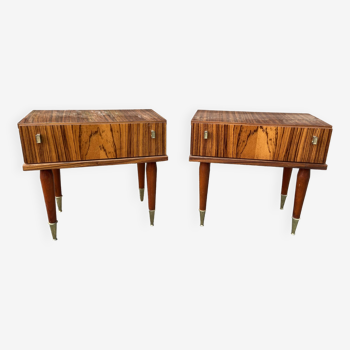 Duo of mid-century vintage 1960 bedside tables