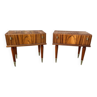 Duo of mid-century vintage 1960 bedside tables