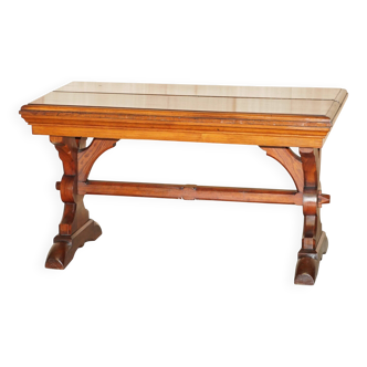 Victorian Gothic library table in antique oak