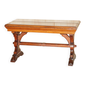 Victorian Gothic library table in antique oak