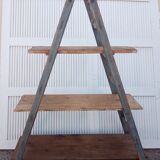 Old stepladder wooden shelf