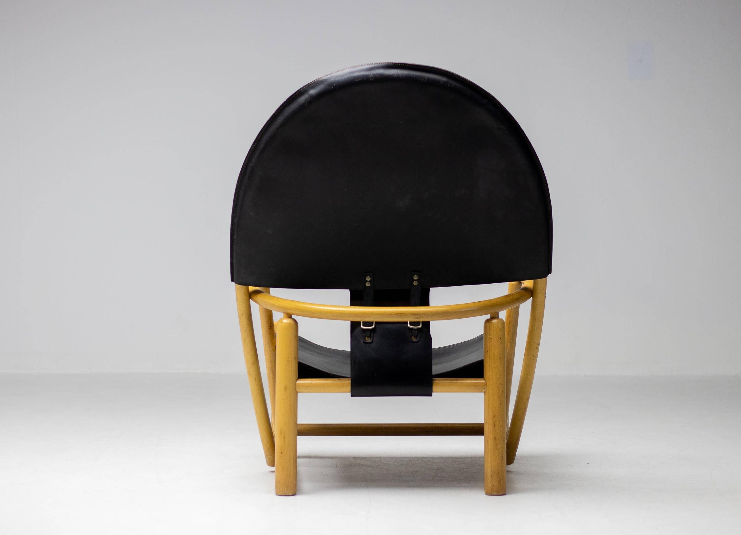 Piero Palange - G23 "Hoop" chair in Saddle black leather