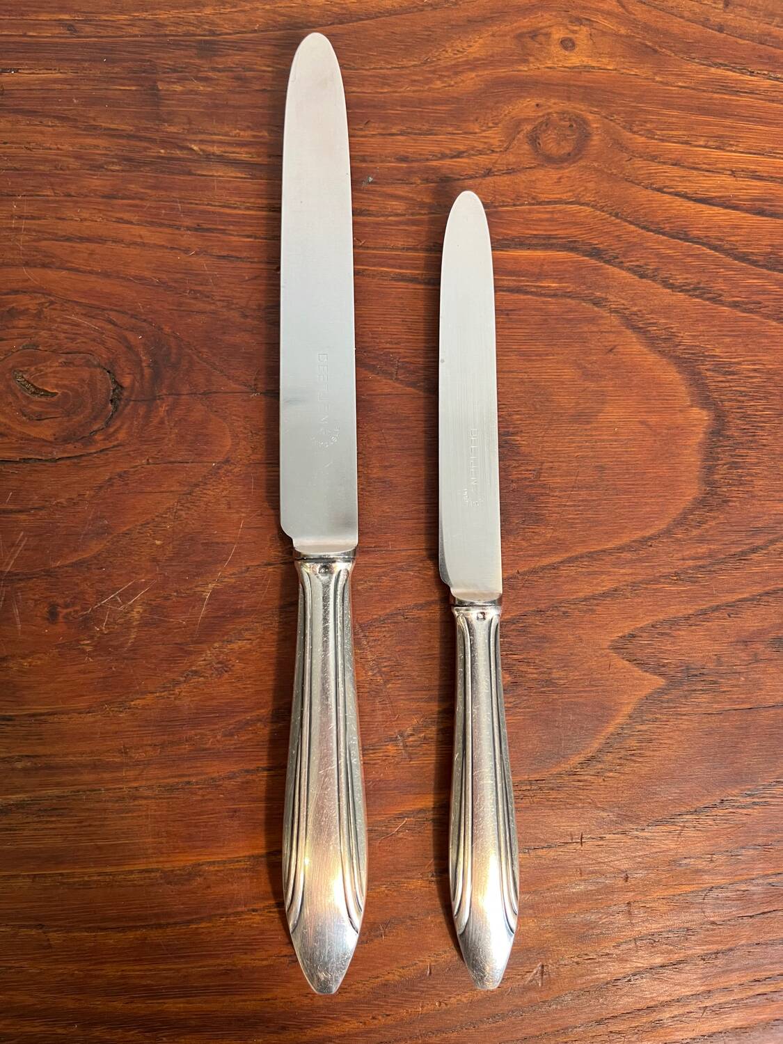 Box of 24 silver-plated knives French goldsmith Deetjen hallmark 100