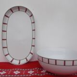 Set of 2 Basque dishes green and red porcelain