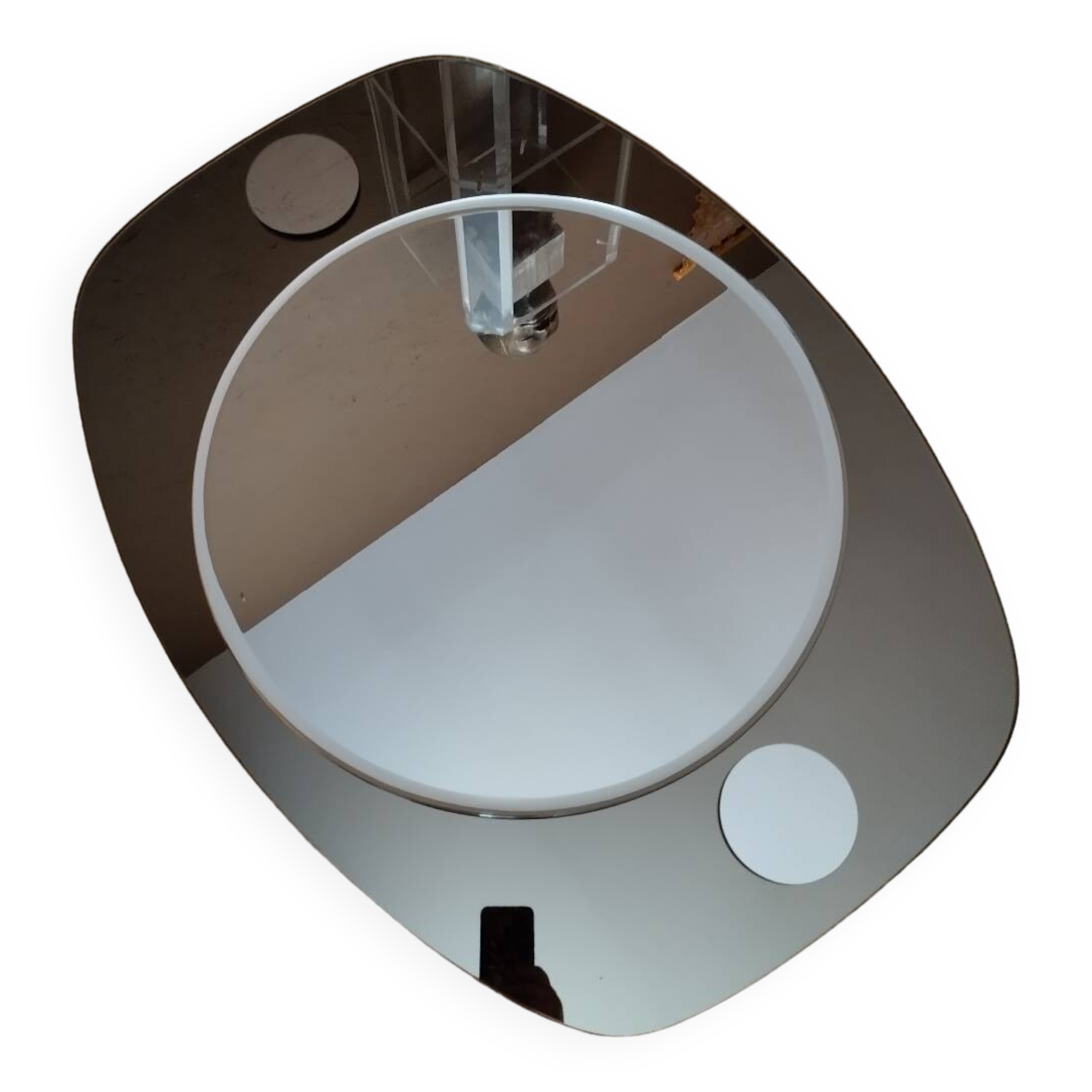 Vintage oval smoked brown mirror