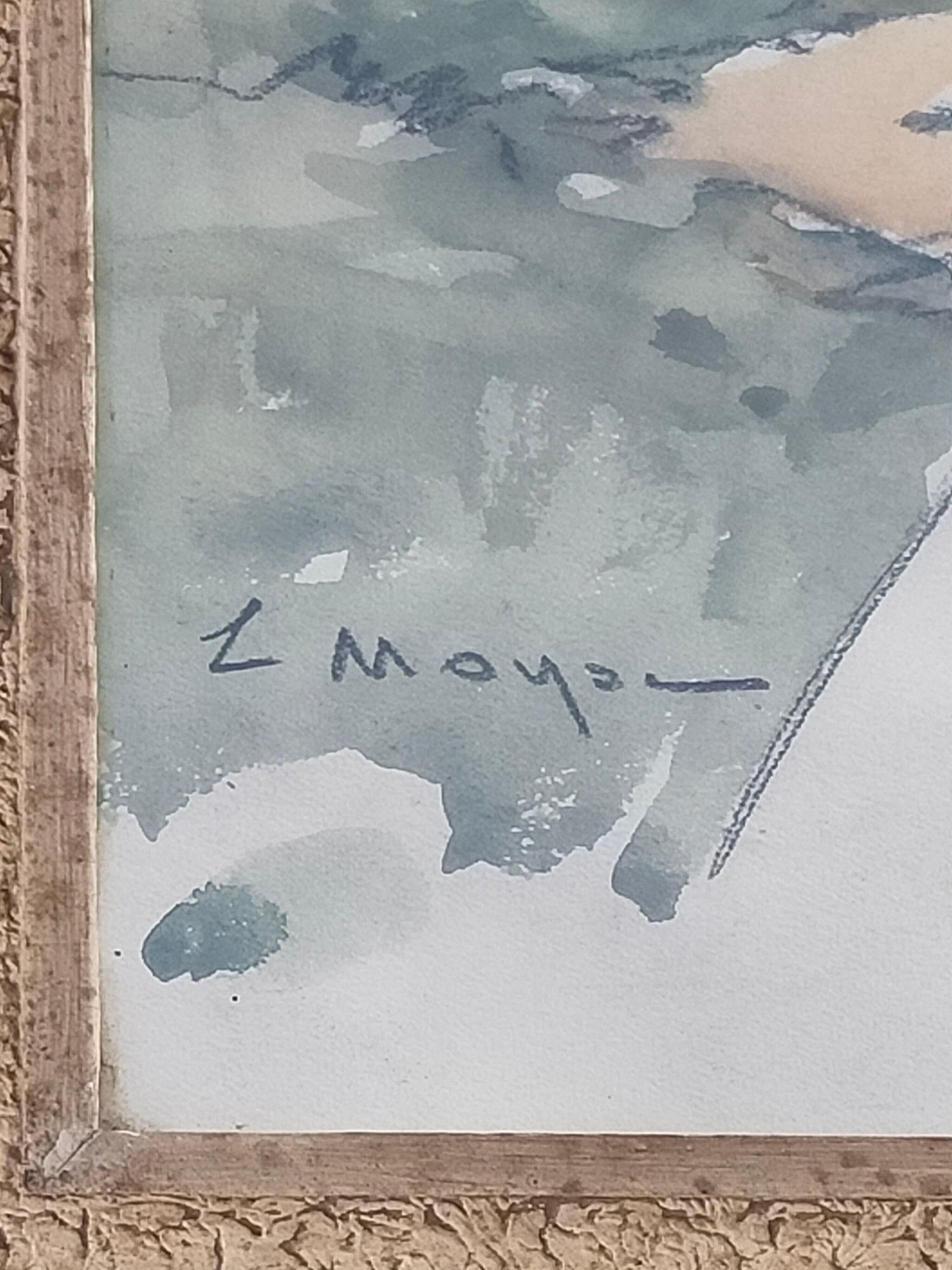 Watercolor painting country village