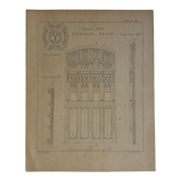 Ancient lithograph architecture detail of the porch of a church