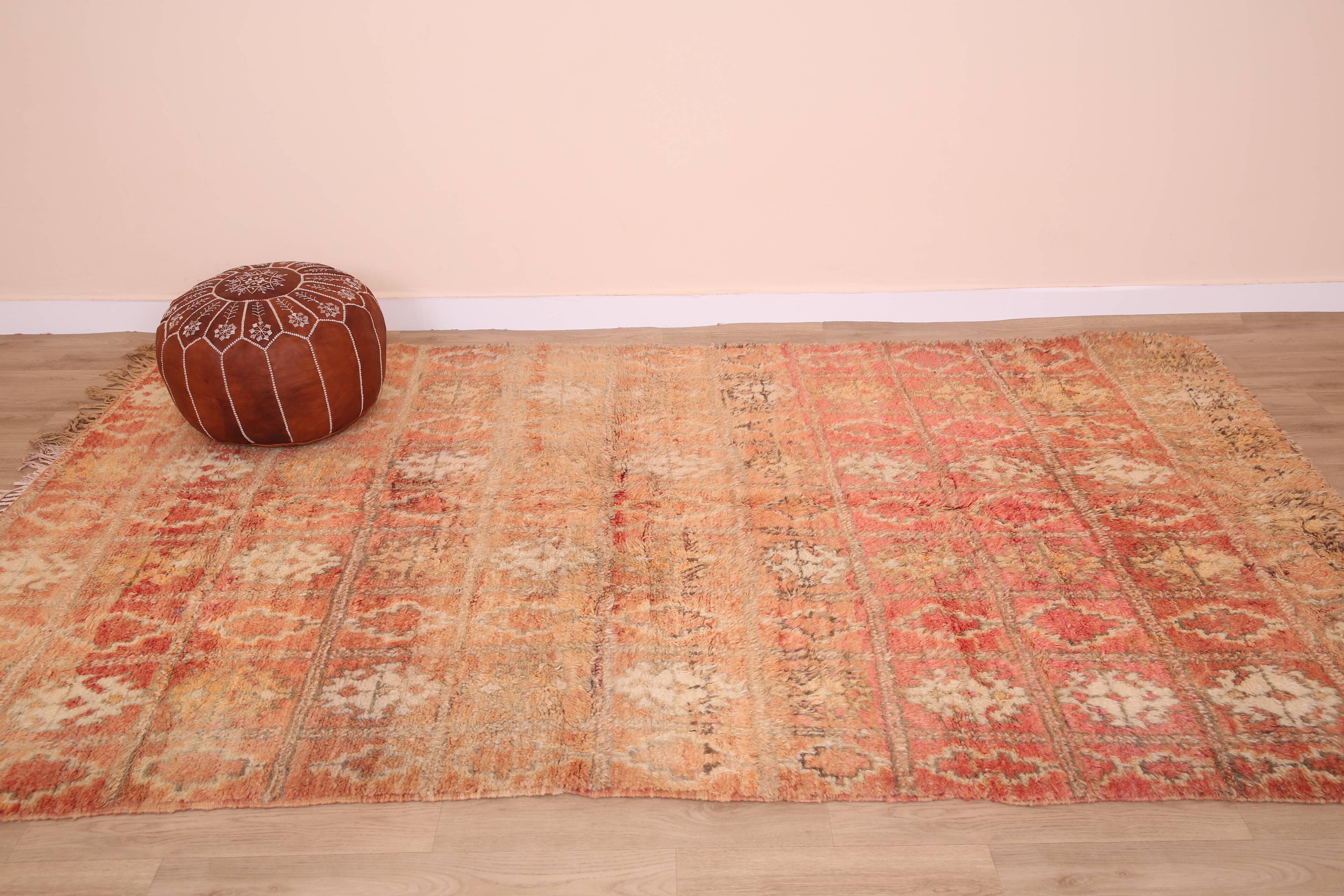 Peach Vintage Moroccan Rug 176 x 287 cm, Berber Wool Rug, Handmade Boho Rug