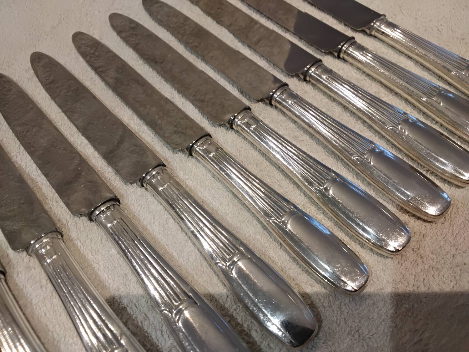 10 silver plated table knives goldsmith SFAM artdeco 25.1cm