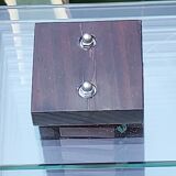 Demeter wood and glass lamp Maison Desny 1980