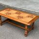 Solid wood and ceramic coffee table from the 1970s.