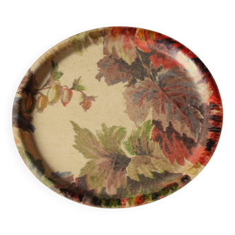 Round unbreakable plastic tray with vintage foliage