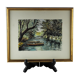 River and its two boats overlooked by a falling willow - Monique Perceval