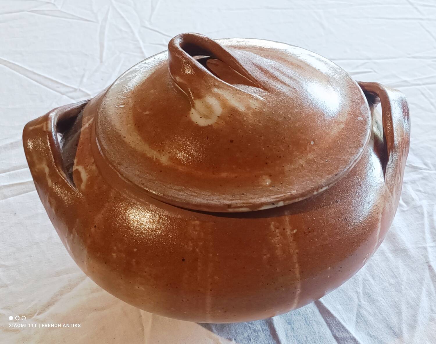 Soup tureen, vegetable dish, serving platter in Saint Amand stoneware from Puisaye.