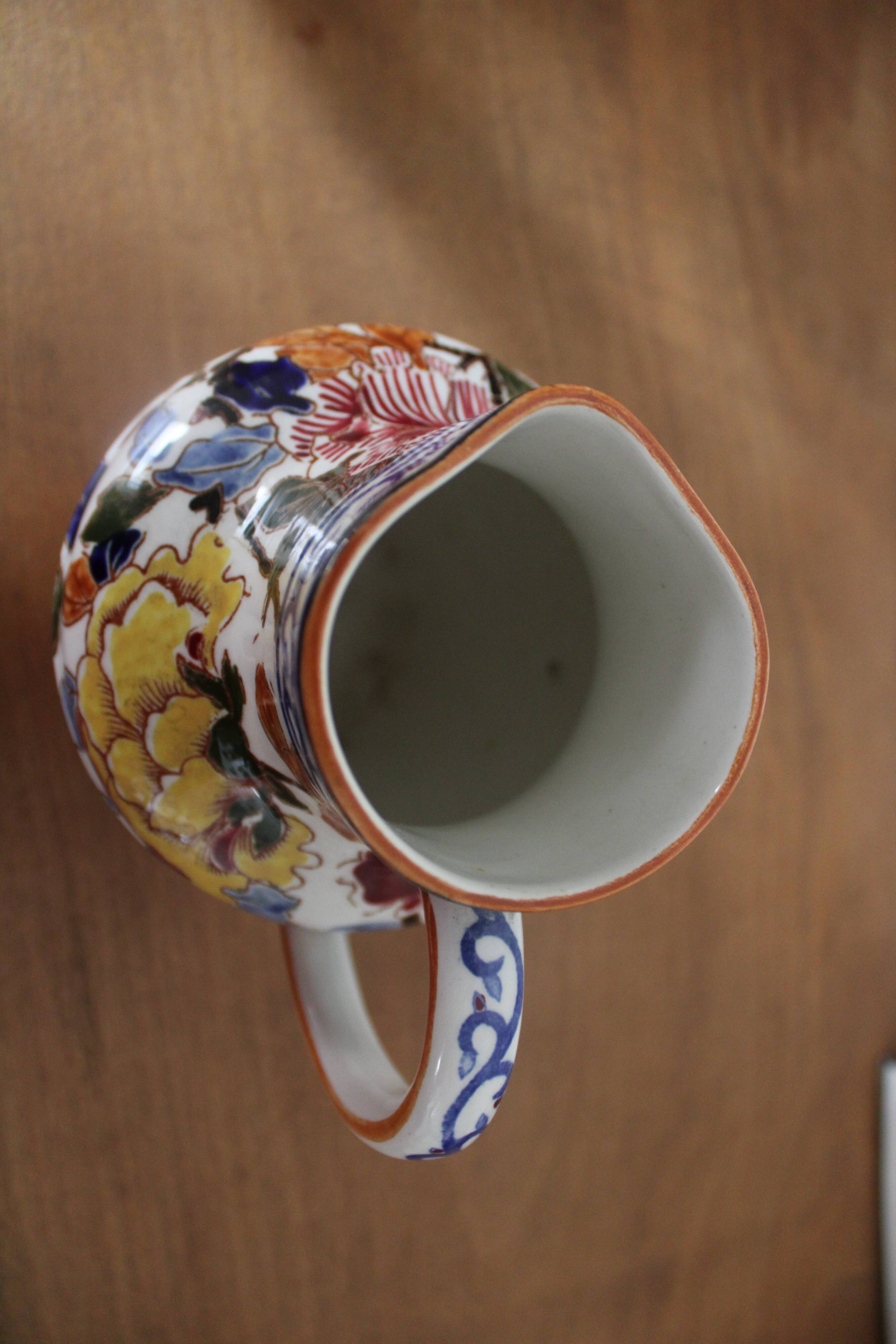 Gien earthenware peony pitcher