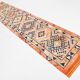 Navy Blue & Orange Vintage Runner Rug, 79x395Cm