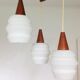 Scandinavian boomerang suspension in teak and opaline