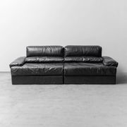 Divano modulare in pelle nera cinova anni ’70 modernariato